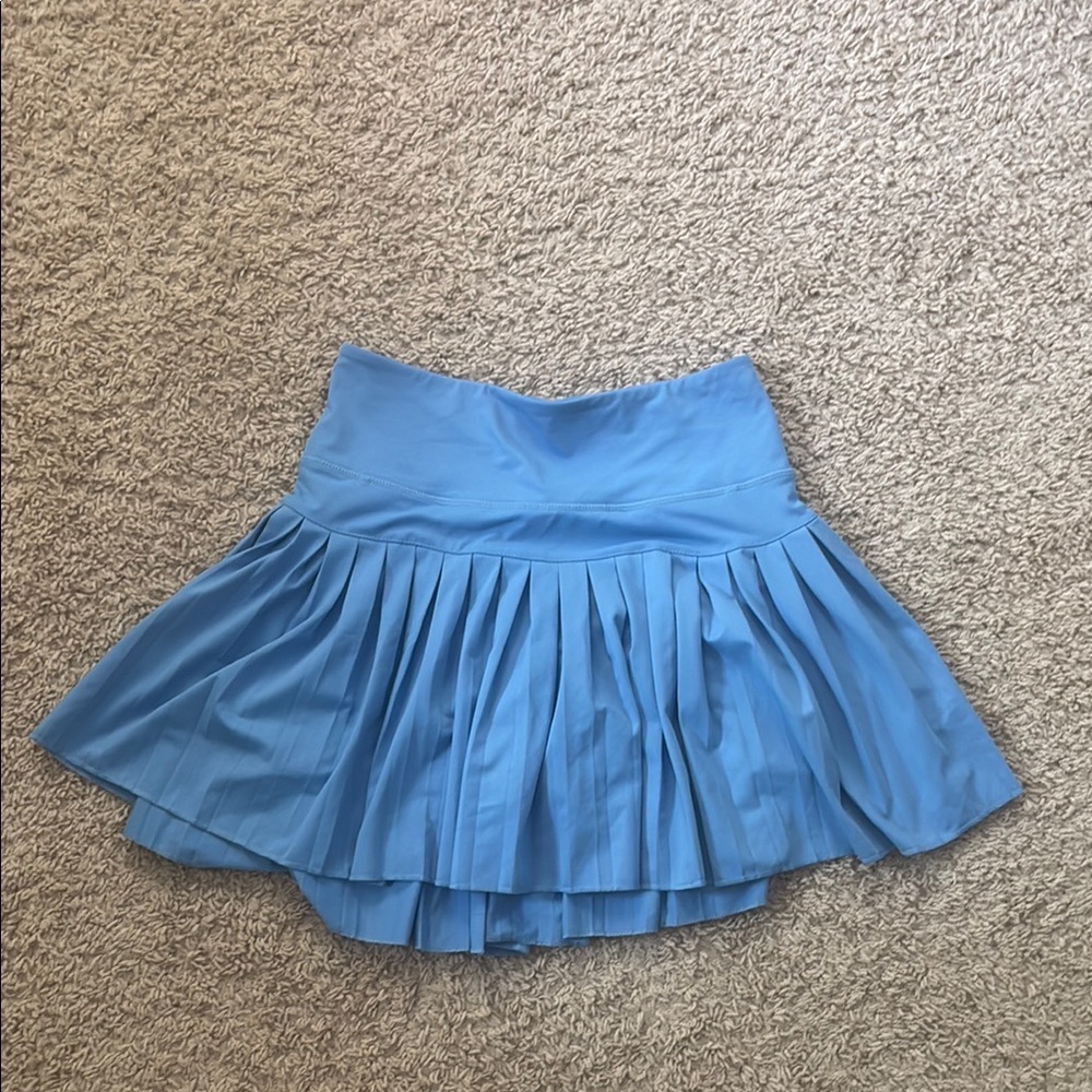 Blue Bubble Mini Skirt with Pleated High-Low Design